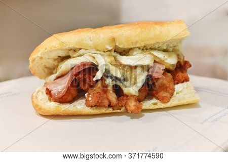 Bacon Chicken Cheese With Caramelized Onion Sandwich
