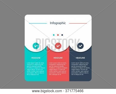Inforgaphic Template In Flat Design. Diagram In 3 Steps. Editable Mockup Of Chart With Process Layou