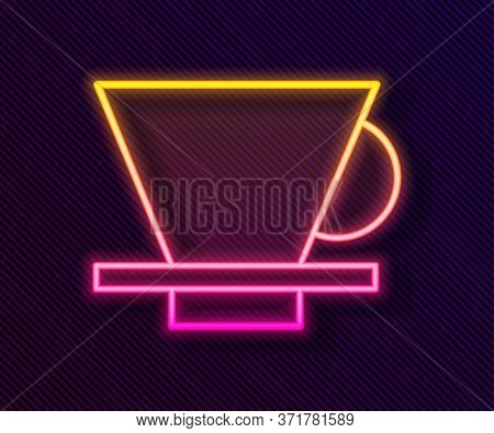 Glowing Neon Line V60 Coffee Maker Icon Isolated On Black Background. Vector Illustration