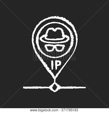 Hidden Ip Address Chalk White Icon On Black Background. Online Privacy And Anonymity, Internet Secur