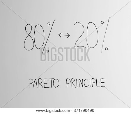 White Board With 80/20 Rule Representation, Closeup. Pareto Principle Concept