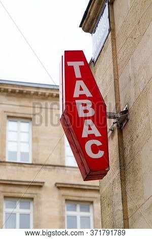 Bordeaux , Aquitaine / France - 05 12 2020 : Tabac French Red Logo Store Tobacco Sign Shop With Fren
