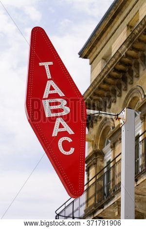Bordeaux , Aquitaine / France - 06 01 2020 : Tabac Red Sign Of French Store Logo For Tobacco Seller