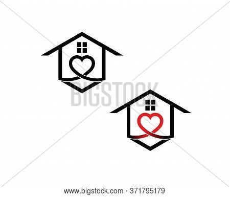 House With Red Heart As A Shelter Home Logo Design