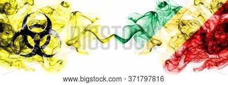 Congo, Congolese Quarantine. Coronavirus Covid-19 Lockdown. Smoky Mystic Flag Of Congo, Congolese Wi