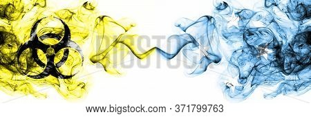 Micronesia, Micronesian Quarantine. Coronavirus Covid-19 Lockdown. Smoky Mystic Flag Of Micronesia, 