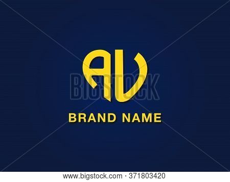 Minimal Love Initial Letter Au Logo. This Icon Incorporate With Two Love Shape Typeface In The Creat