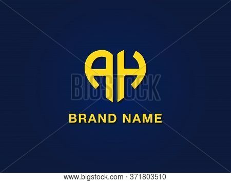 Minimal Love Initial Letter Ah Logo. This Icon Incorporate With Two Love Shape Typeface In The Creat