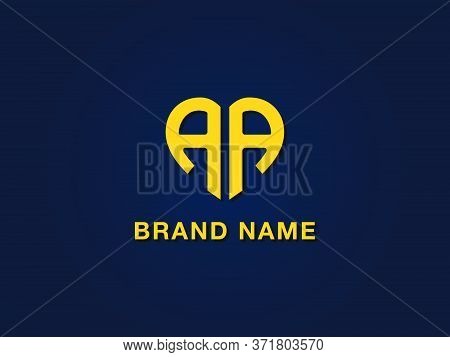 Minimal Love Initial Letter Aa Logo. This Icon Incorporate With Two Love Shape Typeface In The Creat