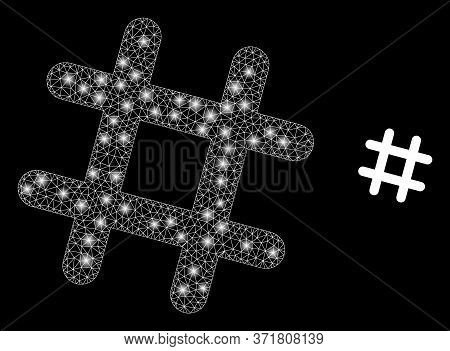 Glare Web Net Jail Grid With Lightspots. Illuminated Vector 2d Constellation Created From Jail Grid 