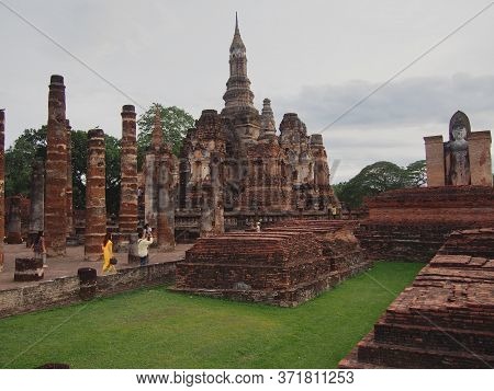 Sukhothai Thailand-03 August 2019:wat Mahathat Temple, Sukhothai Province Is A Temple In The Area Of