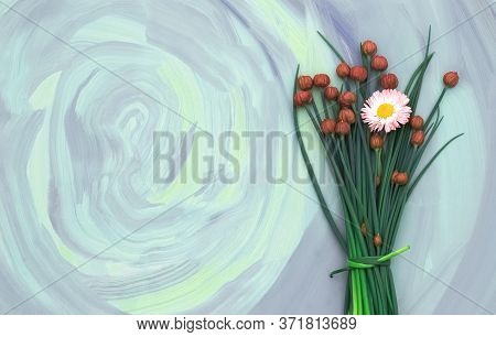 Space, Text Message. Holiday Greeting Card For Womens, Mothers Day. Top View, Flat Lay. Halm Of Vibr