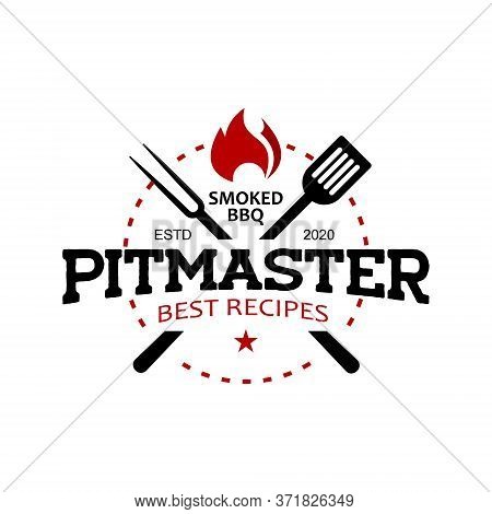 Pitmaster Barbecue Logo Stamp Vector Graphic Label Design Or Roasted Food And Beverage Poster Templa