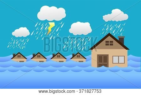 City ​​flood, Rain And Storm, Vector Design