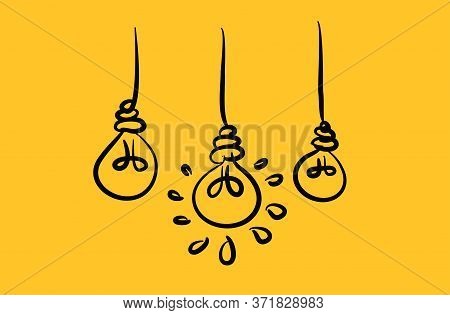 Light Bulb , Line Drawing Style, Vector Design