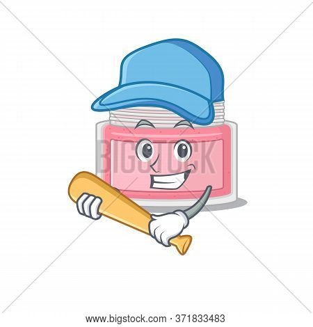 Cool Body Srub Caricature Picture Design Playing Baseball