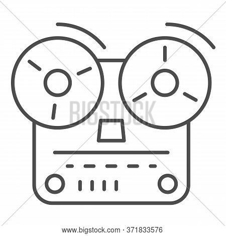 Tape Recorder Thin Line Icon, Music Concept, Old Reel Tape Recorder Sign On White Background, Open R