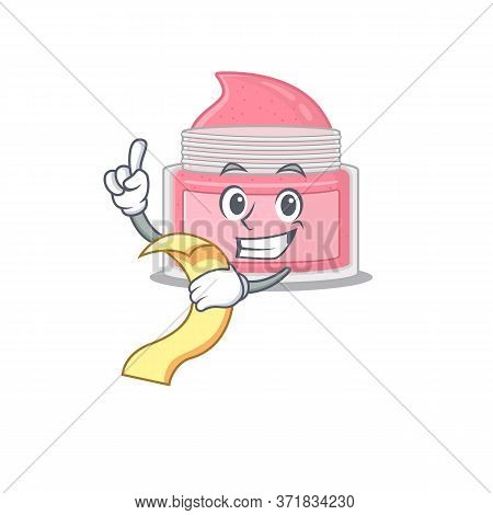 Body Srub Mascot Character Style With Food And Beverage Menu On His Hand