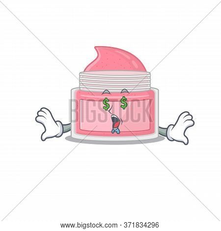 Happy Rich Cartoon Concept Of Body Srub With Money Eyes