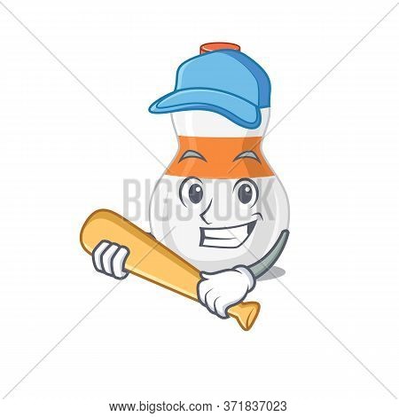 Cool Body Lotion Caricature Picture Design Playing Baseball