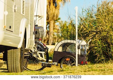 Camper And Bicycle With Trailer