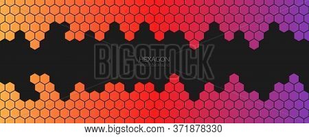 Vector Abstract, Geometric Background, Metallic Oranges Reds Violets Gradient Colors Hexagonal Shape