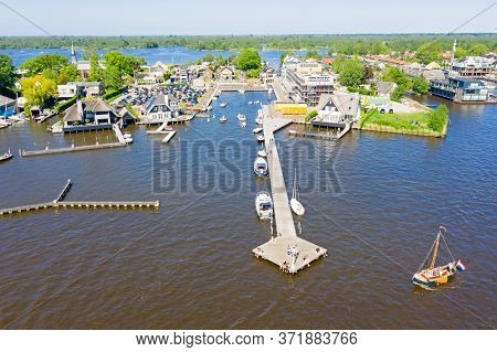 Aerial from the Loosdrechtse Plassen in the Netherlands on a beautiful summer day