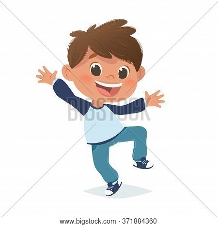 Vector Mexican Boy Jumping And Laughing. Cartoon Funny Character Design, Isolated On White Backgroun