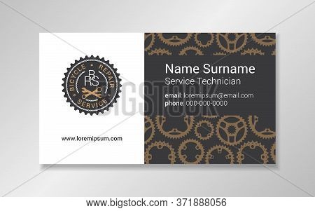 Vector Business Card Design Template With Bike Tool Silhouettes. Good For Bicycle Repair Service, Ce