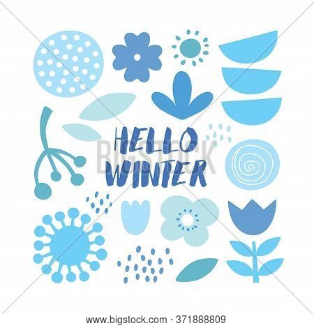 Lovely Minimal Winter Scandinavian Cute Vector Print With Plants, Flowers And Leafs. Typography Post