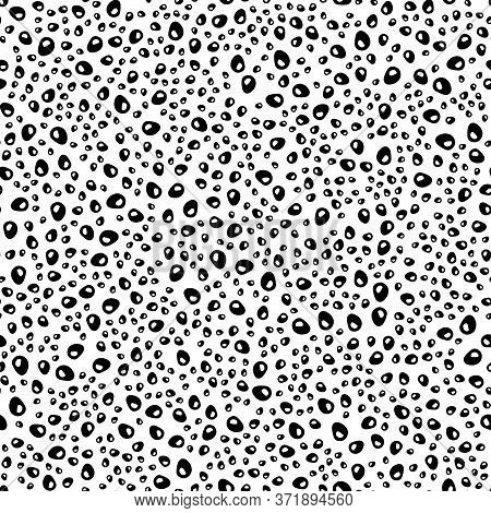 Black Dots Texture Background In Doodle Style. Sketchy Hand Drawn Points Vector Seamless Pattern. Fr