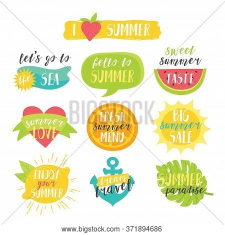 Lovely Cute Bright Summer Colorful Vector Set.