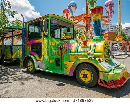 Bucharest/romania - 03.06.2020: Train Ride For Kids In Children's World Park In Bucharest.