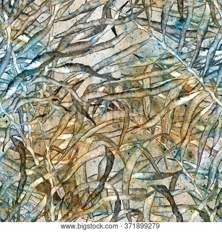 Exotic Seamless Pattern. Fashion Hand Drawn Texture. Green Cosmic Background. Exotic Seamless Patter