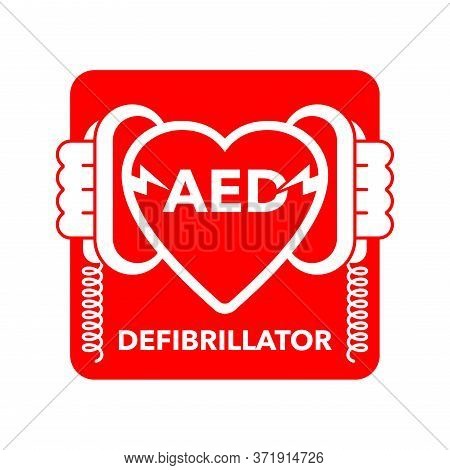 Aed Icon - Automated External Defibrillator Sign -  Isolated Vector Medical Equipment Emblem