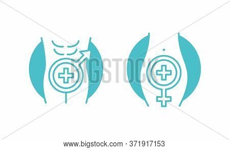 Andrology And Gynecology Icon - Venus (male) And Mars (female) Signs Inside Man And Woman Body - Med