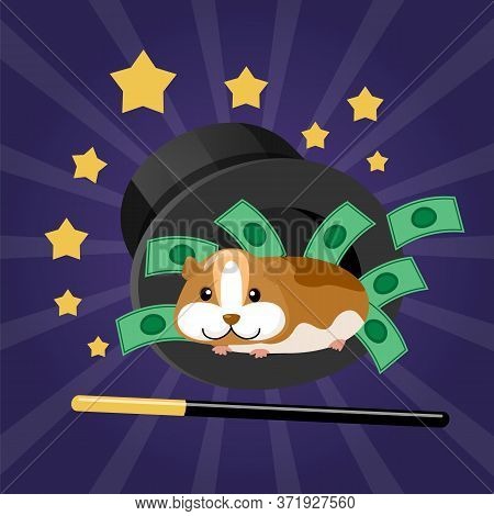 Hamster In Modern Focus, Glowing Bright Vector Illustration. Professional Wizard Imagination, Light 
