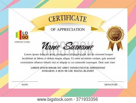 Certificate Template, Diploma Design, Success , Award,  Graphic Background, Warranty Vector Design.