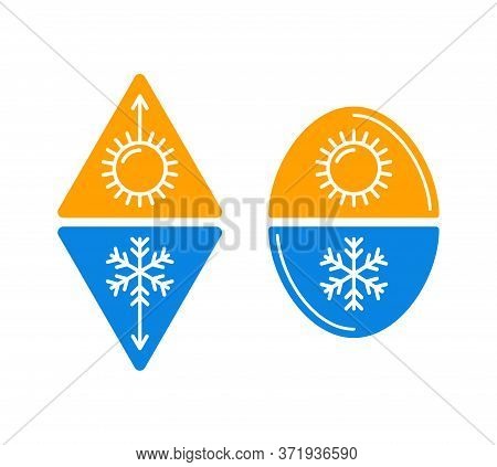 Climate Control Or Weather Change   Icon With Temperature Rising And Lowering Indicator Marked As Su