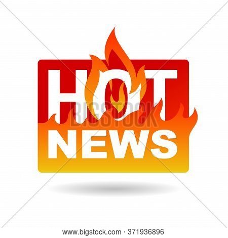 Hot News Icon - Flame Silhouette And Burning Words - Important Anounce Promo Concept - Isolated Butt
