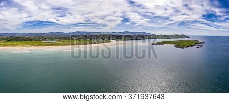 Aerial View Of Inishkeel Island And Narin Strand By Portnoo Next To The The Awarded Narin Beach In C