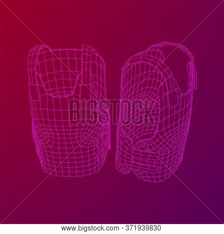 Police Flak Jacket Or Bulletproof Vest. Bullet Proof Concept. Wireframe Low Poly Mesh Vector Illustr
