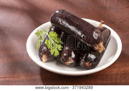 Blood Sausage Morcilla - Text Space. Top View