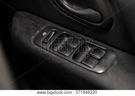 Novosibirsk/ Russia - June 10 2020: Suzuki Wagon R Solio,  Interior Of Modern Car. Side Door Buttons