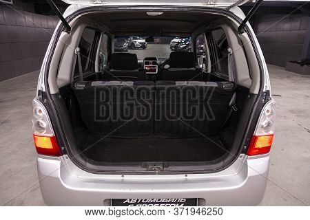 Novosibirsk/ Russia - June 10 2020: Suzuki Wagon R Solio, Rear View Of A Car With An Open Trunk. Ext