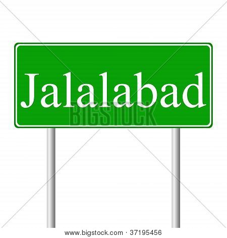 Jalalabad grÃ¼n StraÃŸenschild