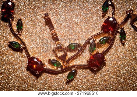 Bracelet With Red And Green Zircons