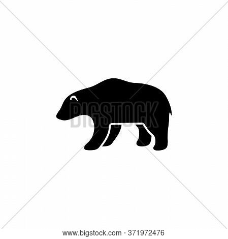 Grizzly Or Polar Bear, Kodiak Silhouette. Flat Vector Icon Illustration. Simple Black Symbol On Whit
