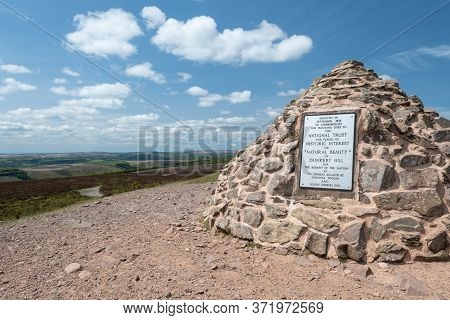 Dunkery.somerset.united Kingdom.may 26th 2020.view Of The Plaque At The Summit Of Dunkery Hill In So