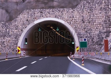 Auto Tunnel, High Speed Road In The Mountains Of Croatia,